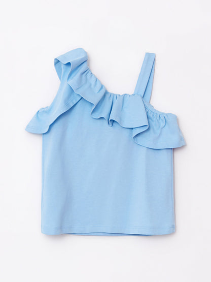 Basic Ruffle Detailed Cotton Girls' Undershirt