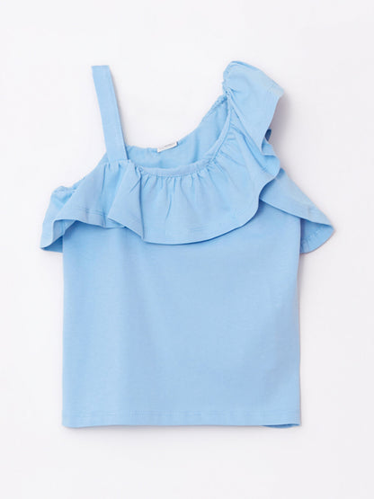 Basic Ruffle Detailed Cotton Girls' Undershirt