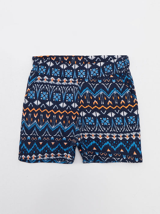 Patterned Girl's Shorts with Elastic Waist