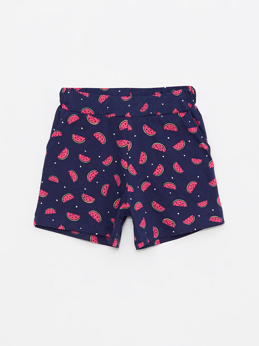 Printed Girls' Shorts with Elastic Waist