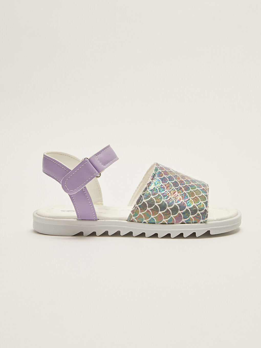 Patterned Single Striped Velcro Girls Sandals