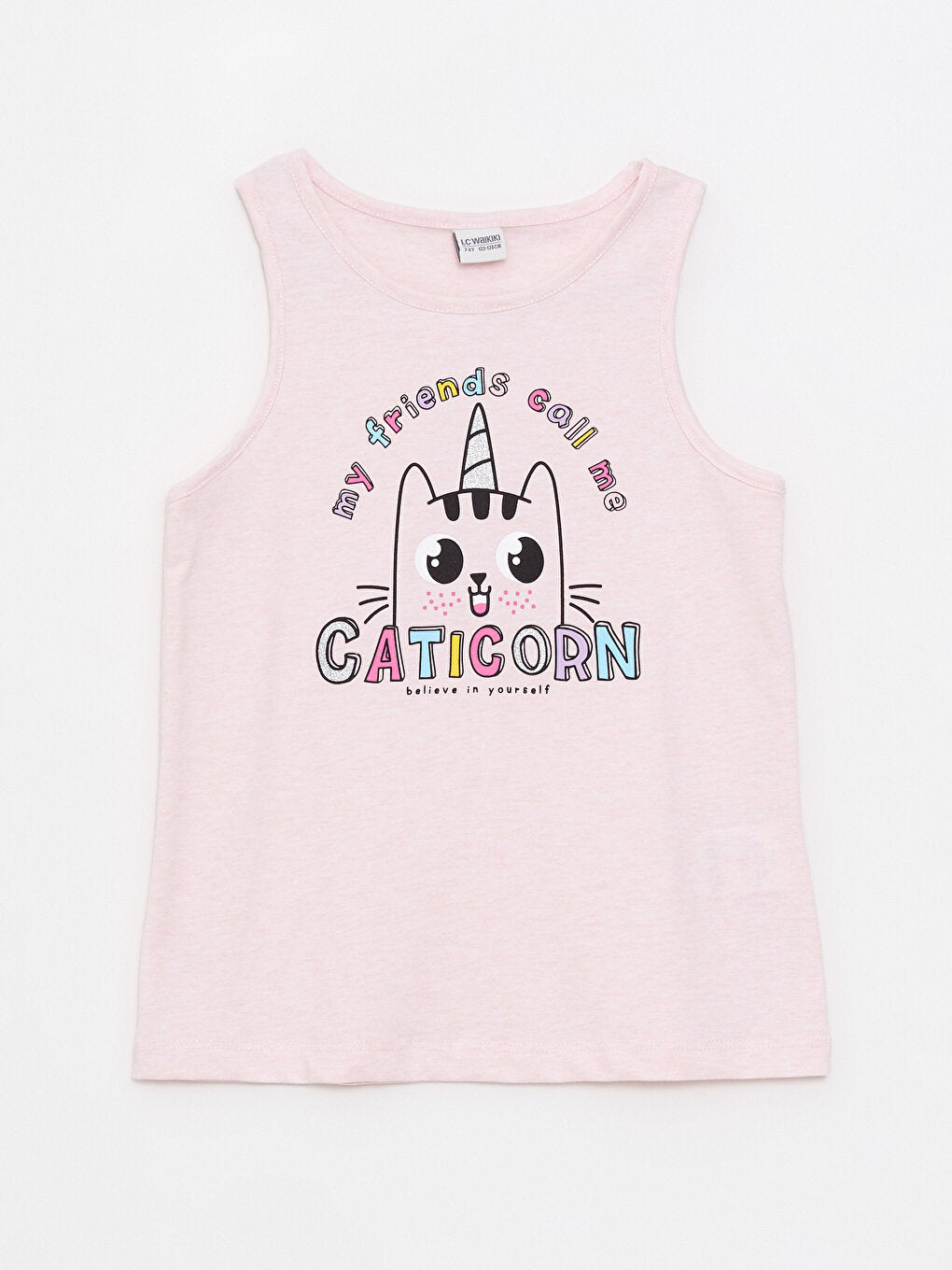 Crew Neck Printed Girl's Undershirt