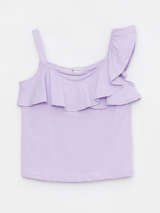 U Neck Basic Ruffle Detailed Girl's Undershirt