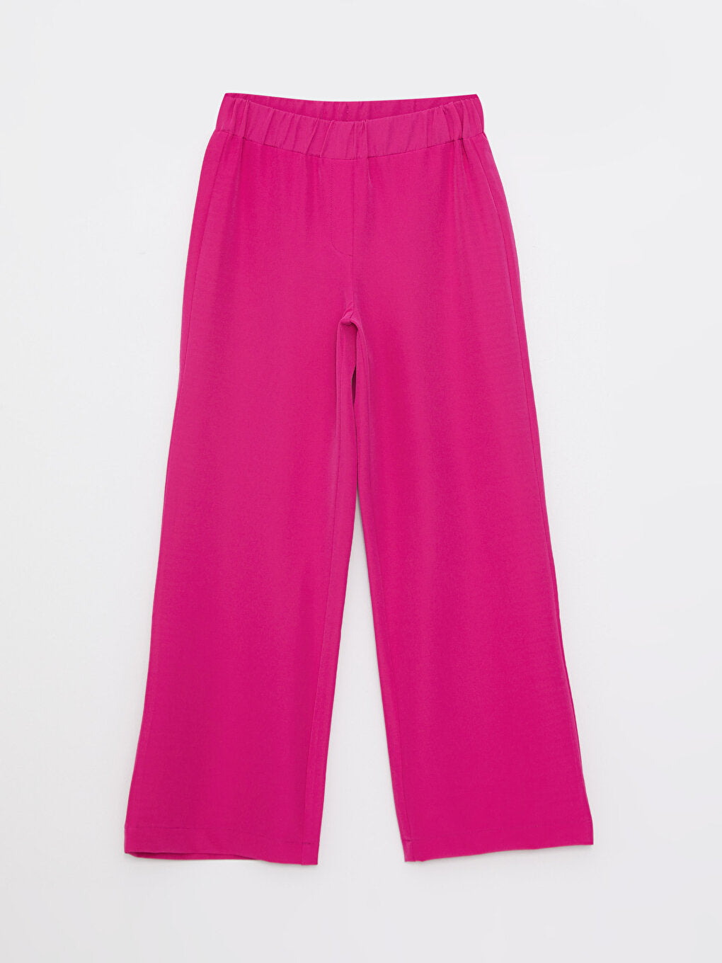 Plain Crepe Women's Trousers with Elastic Waist