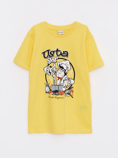 Crew Neck Nostalgic Monkey Printed Short Sleeve Cotton Boys' T-Shirt