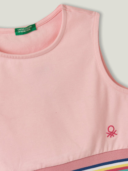 Crew Neck Embroidery Detailed Cotton Girl's Undershirt