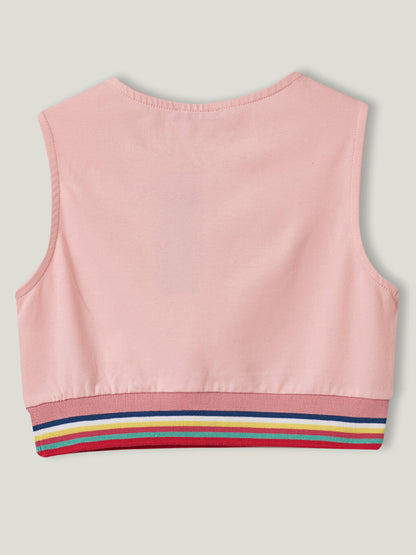 Crew Neck Embroidery Detailed Cotton Girl's Undershirt