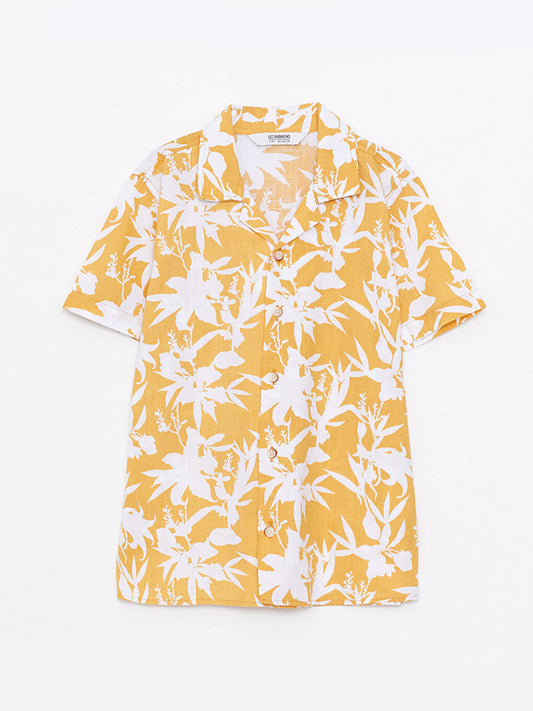 Patterned Gabardine Short Sleeve Boy's Shirt