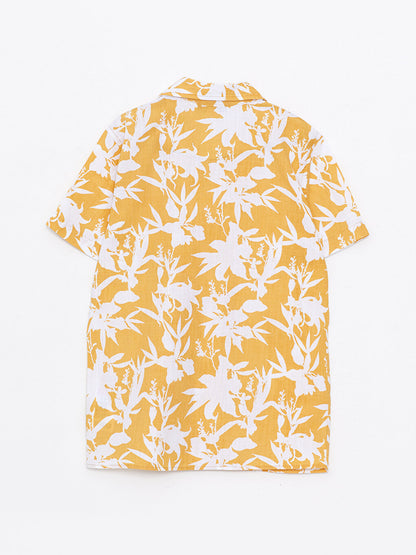 Patterned Gabardine Short Sleeve Boy's Shirt