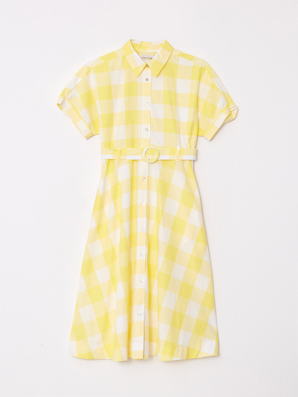 Shirt Collar Plaid Short Sleeve Poplin Women's Dress