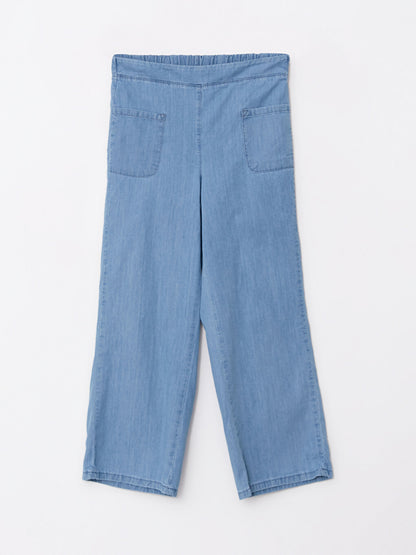 Elastic Waist Girls' Jean Trousers