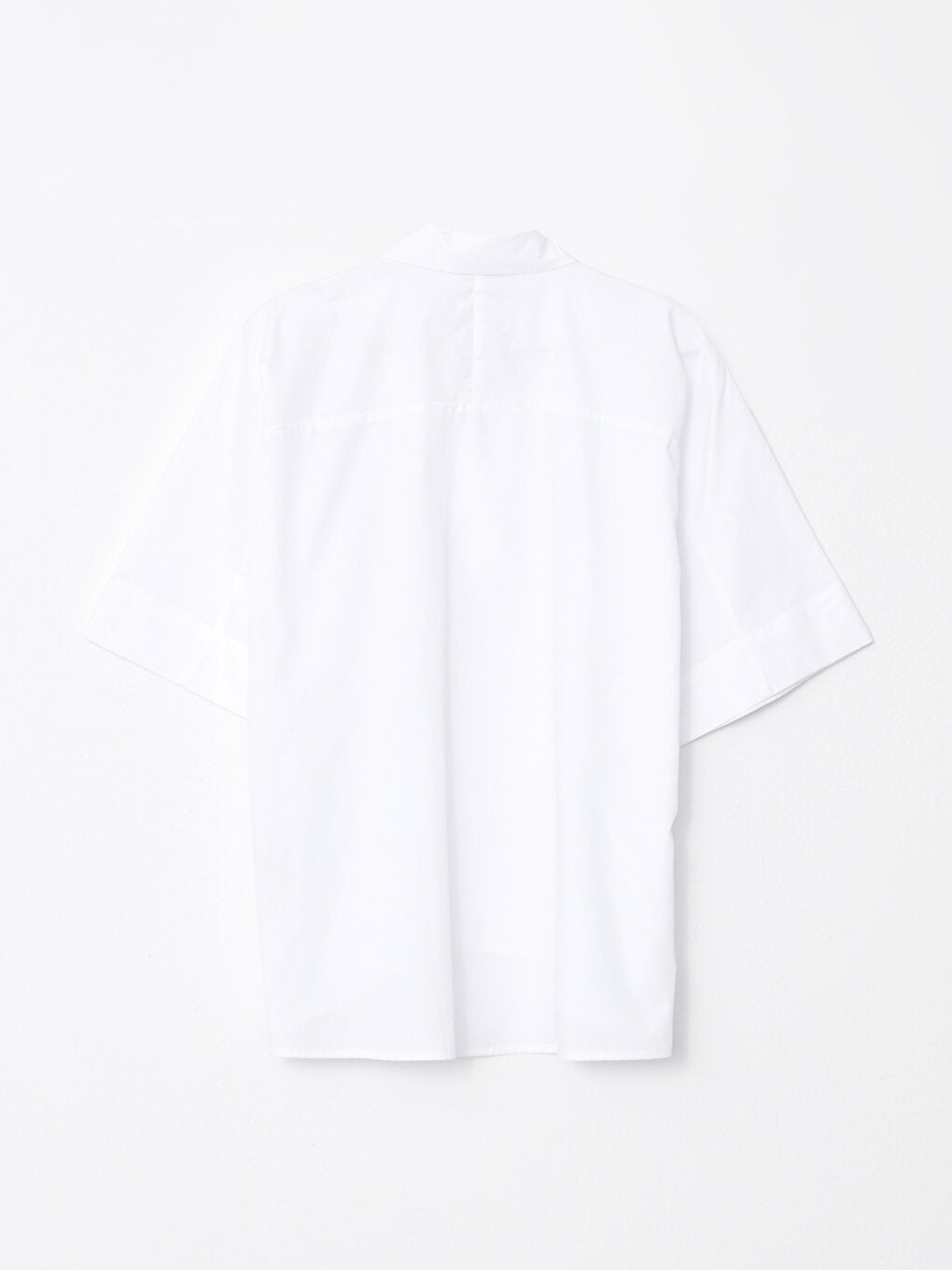 Shirt Collar Plain Short Sleeve Cotton Women's Blouse