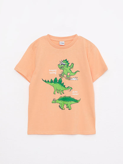 Crew Neck Printed Short Sleeve Cotton Boys' T-Shirt