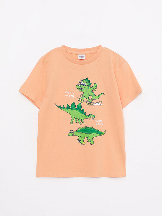 Crew Neck Printed Short Sleeve Cotton Boys' T-Shirt