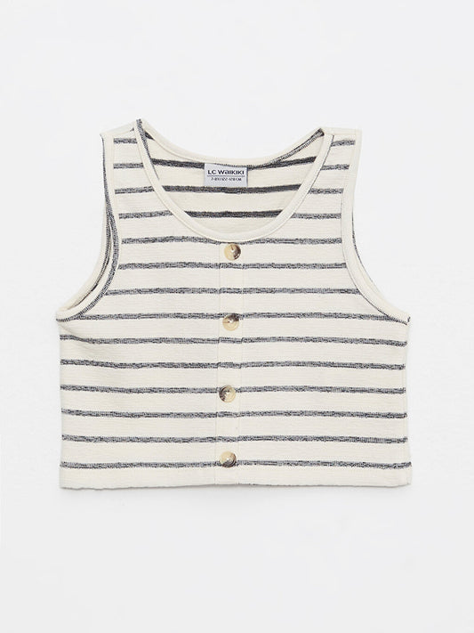 Crew Neck Striped Cotton Girl's Undershirt