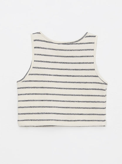 Crew Neck Striped Cotton Girl's Undershirt