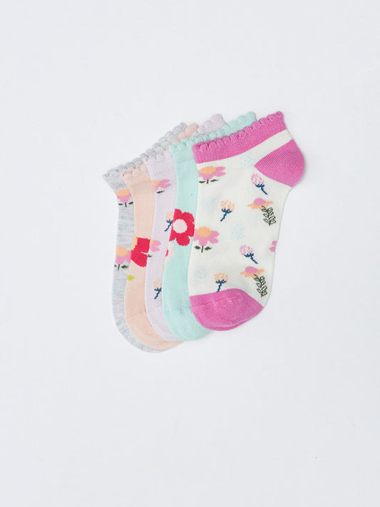 Patterned Girl's Booties Socks 5-pack