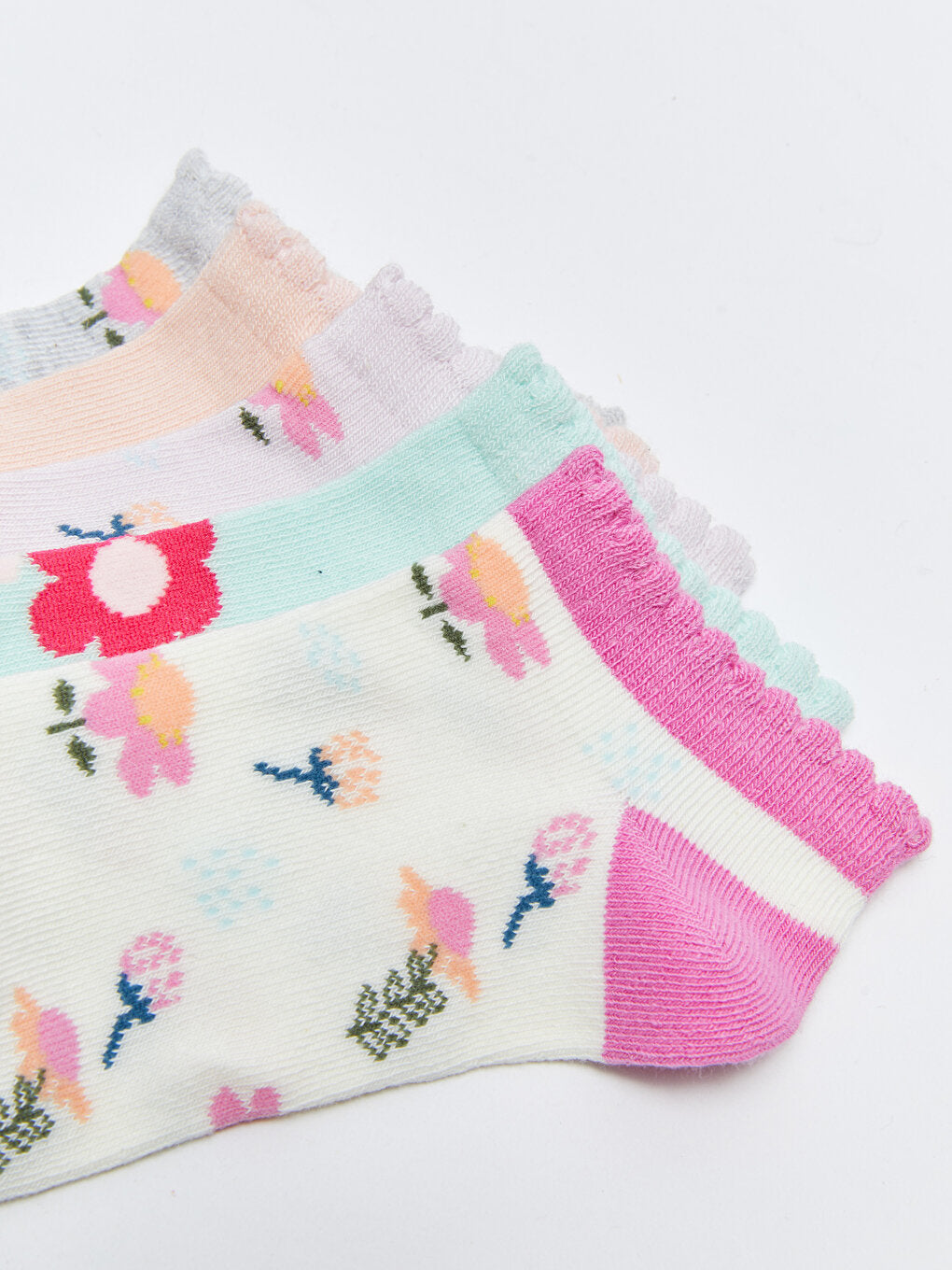 Patterned Girl's Booties Socks 5-pack