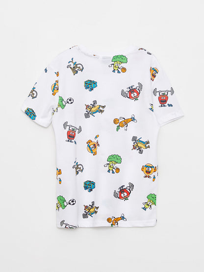 Crew Neck Printed Short Sleeve Cotton Boys' T-Shirt