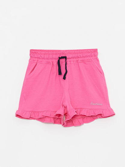 Embroidered Girls' Shorts with Elastic Waist