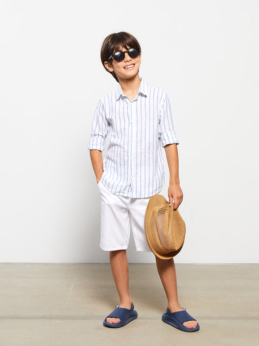 Striped Long Sleeve Cotton Boy's Shirt