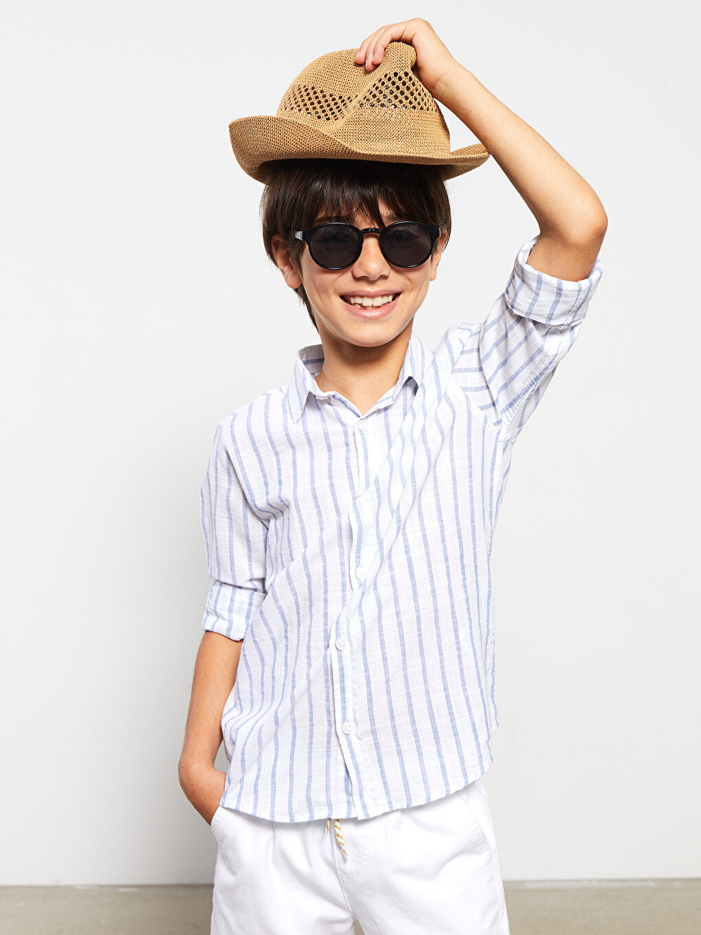 Striped Long Sleeve Cotton Boy's Shirt