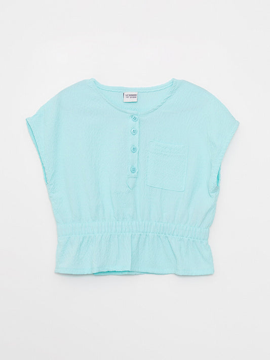 Crew Neck Basic Short Sleeve Girl's Blouse