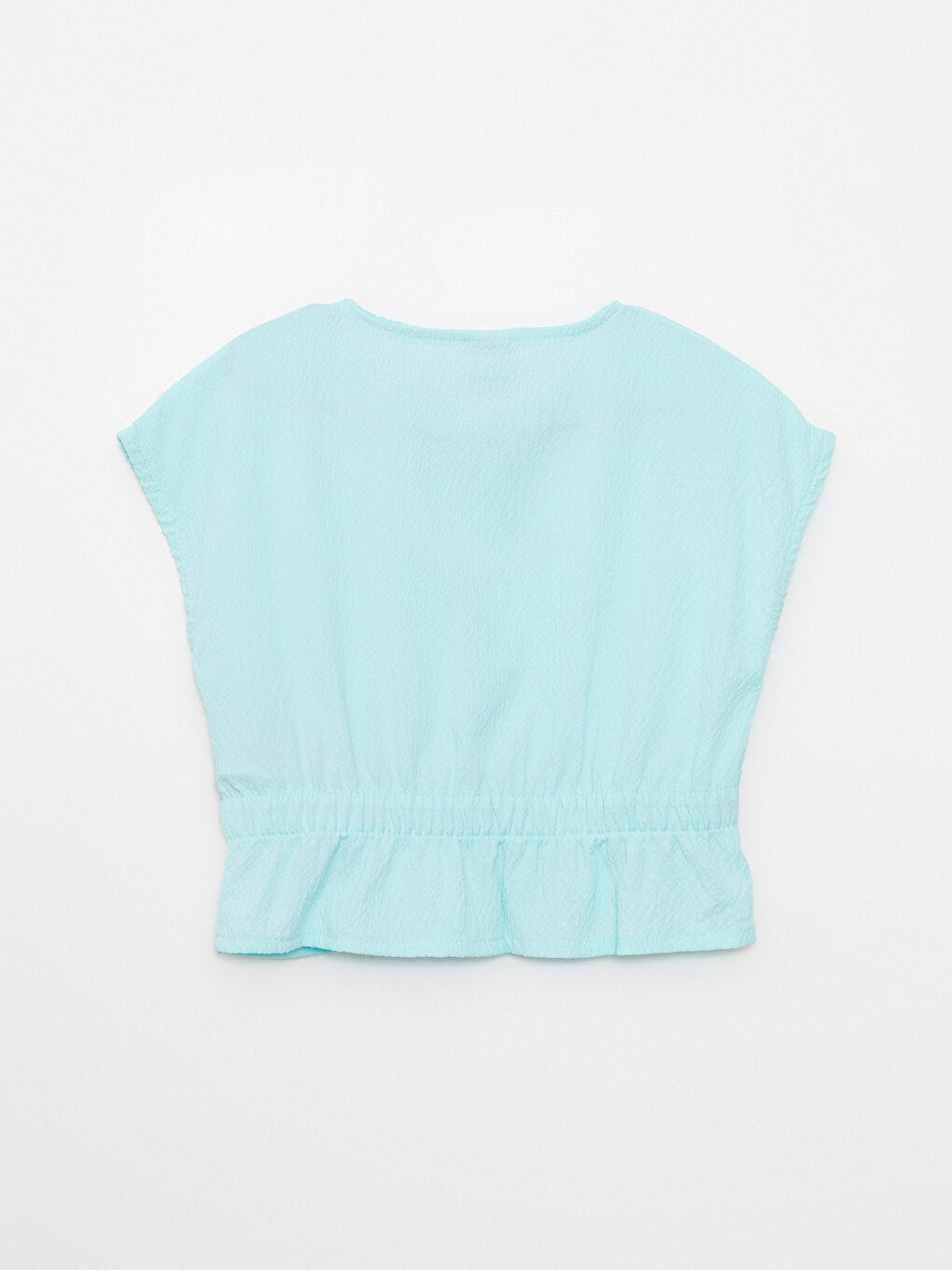 Crew Neck Basic Short Sleeve Girl's Blouse