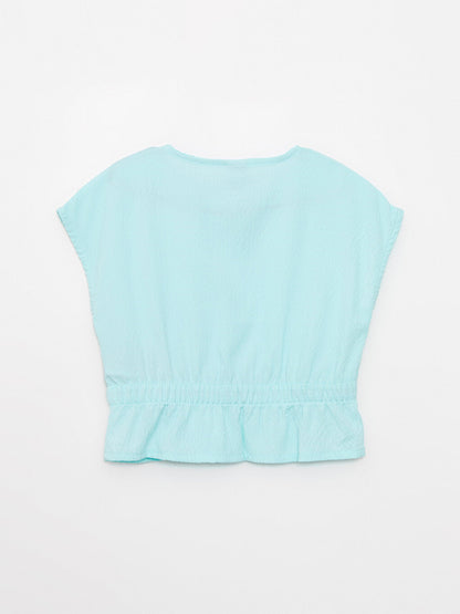 Crew Neck Basic Short Sleeve Girl's Blouse