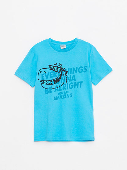 Crew Neck Printed Short Sleeve Cotton Boys' T-Shirt