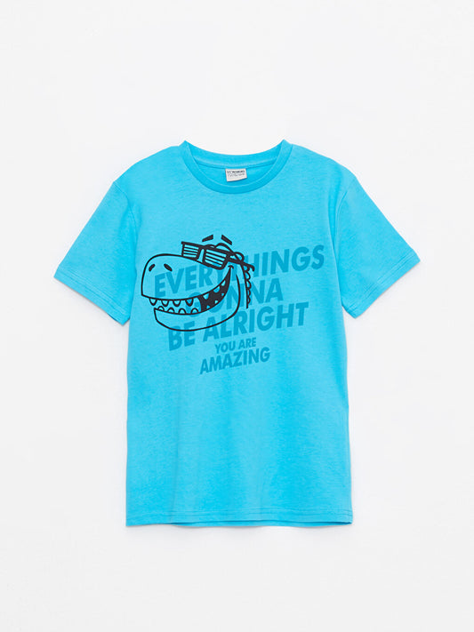 Crew Neck Printed Short Sleeve Cotton Boys' T-Shirt