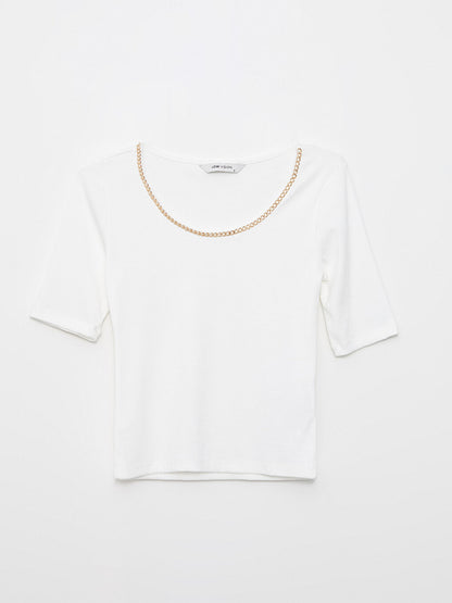 U Neck Plain Short Sleeve Women's T-Shirt