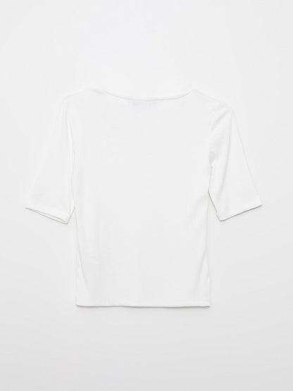 U Neck Plain Short Sleeve Women's T-Shirt