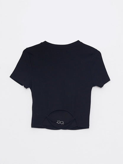 Crew Neck Plain Short Sleeve Women's Crop