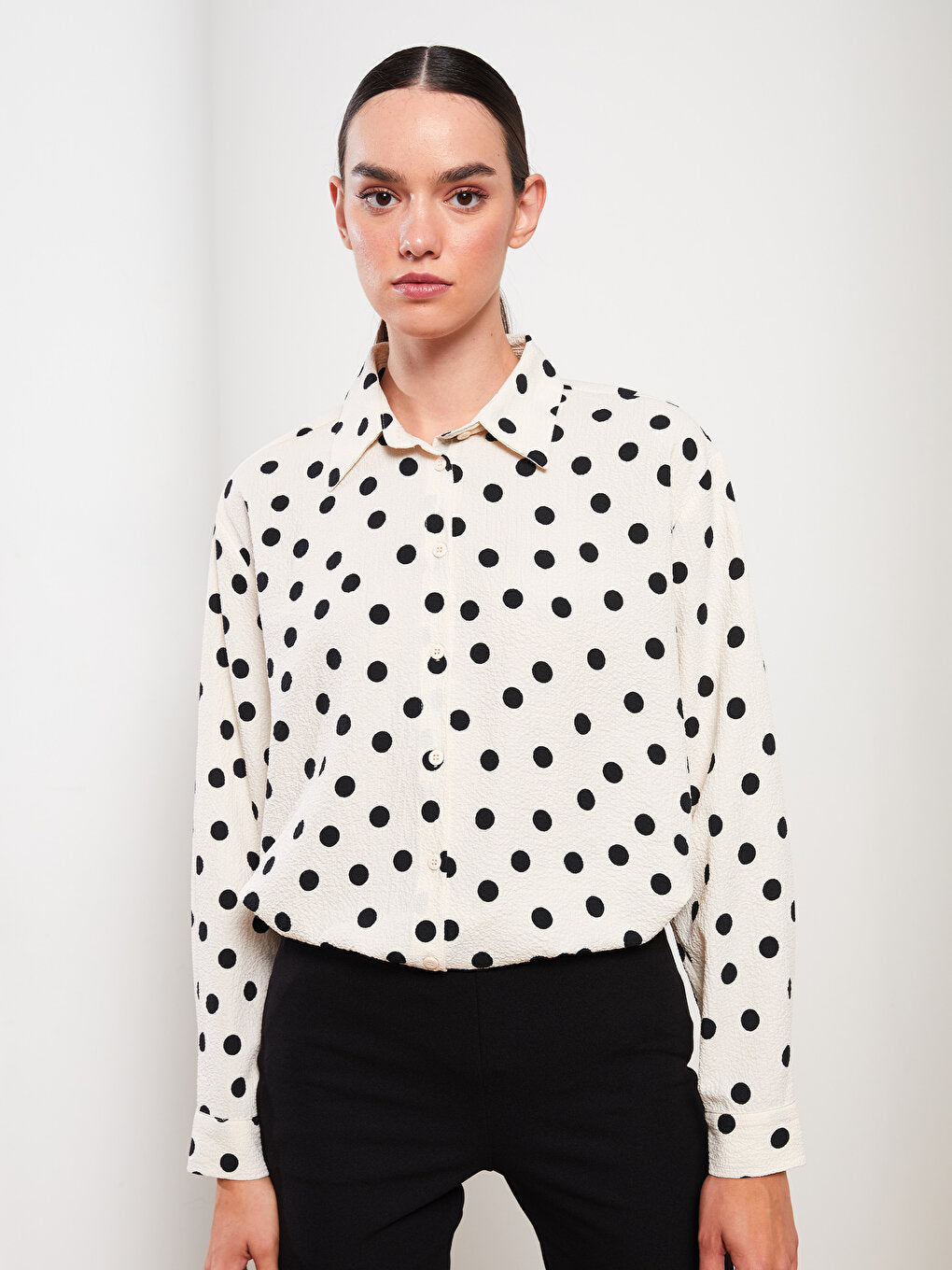 Polka Dot Long Sleeve Women's Shirt Tunic