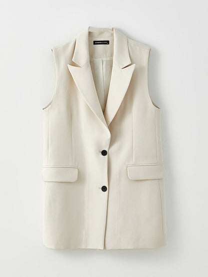 Jacket Collar Plain Crepe Women's Vest