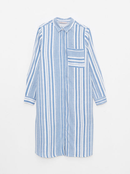 Striped Long Sleeve Viscose Women's Shirt Tunic