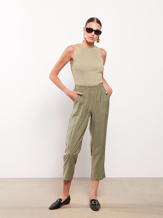 Women's Elastic Waist Straight Trousers