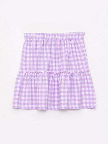 Plaid Girl's Skirt with Elastic Waist