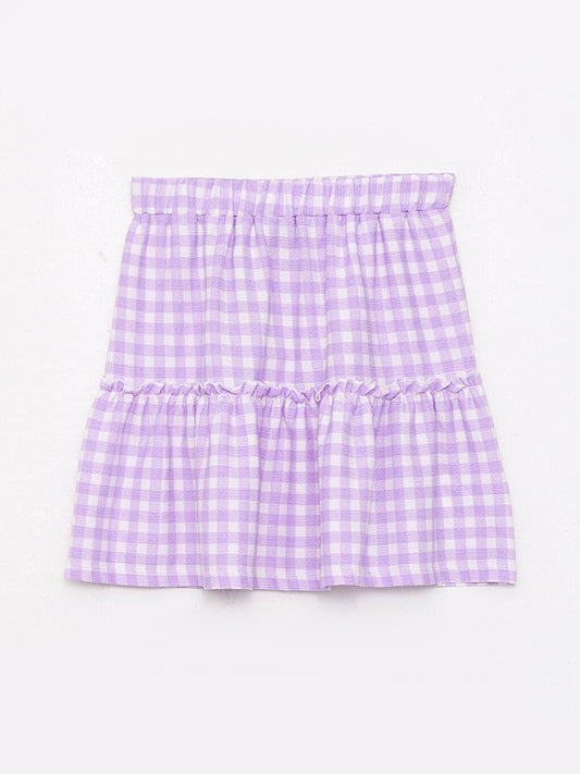 Plaid Girl's Skirt with Elastic Waist