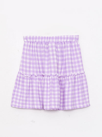 Plaid Girl's Skirt with Elastic Waist