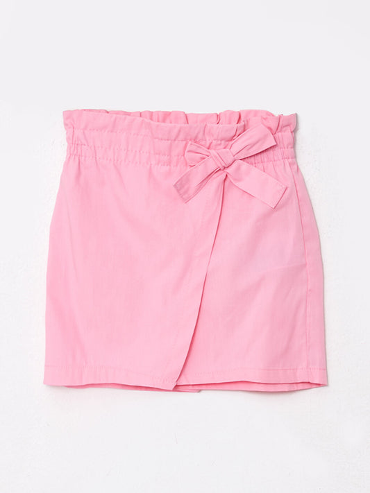 Basic Poplin Girl's Shorts Skirt with Elastic Waist