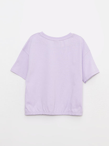 Crew Neck Printed Short Sleeve Cotton Girls' T-Shirt