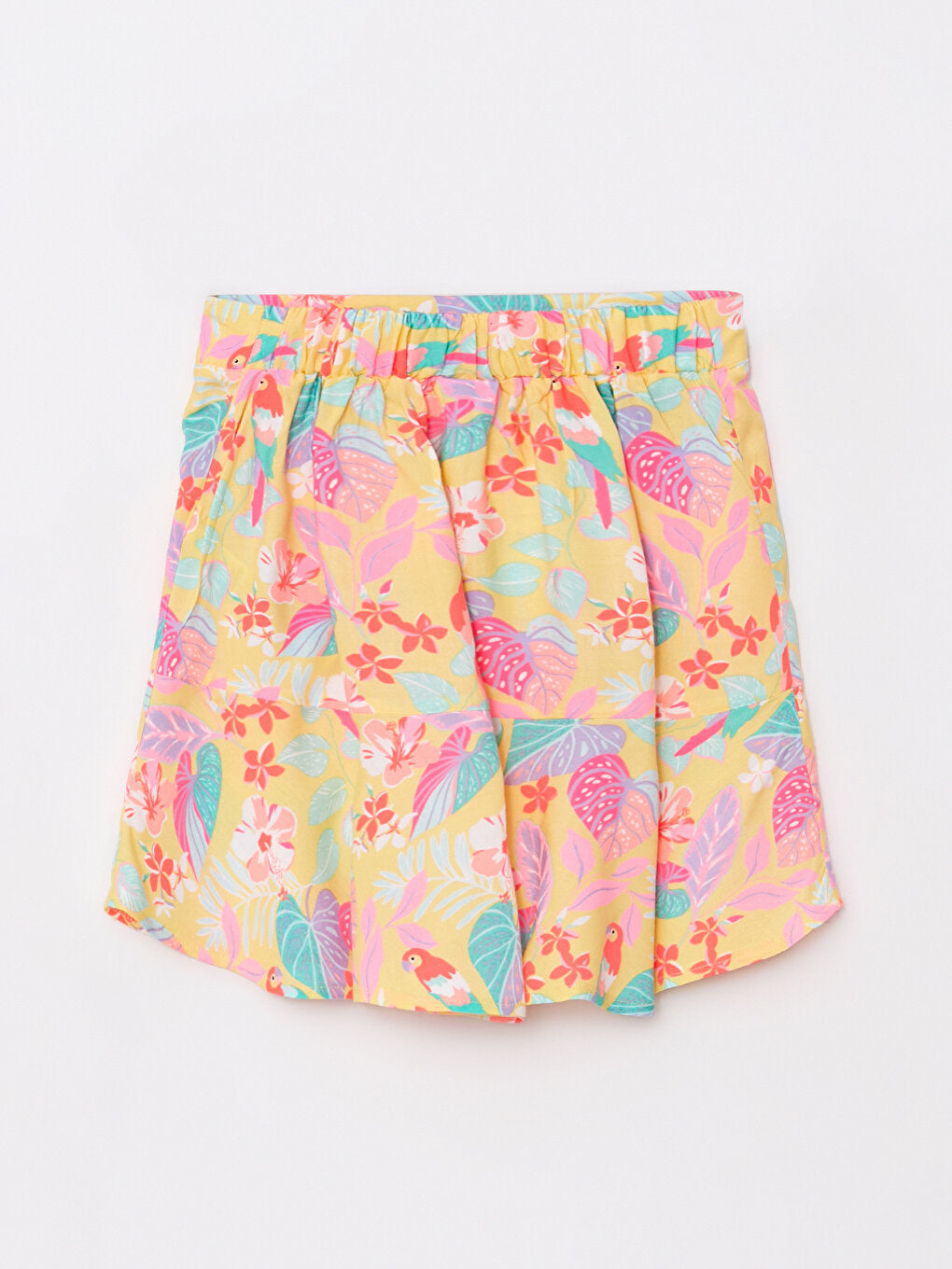 Patterned Poplin Girls Skirt with Elastic Waist