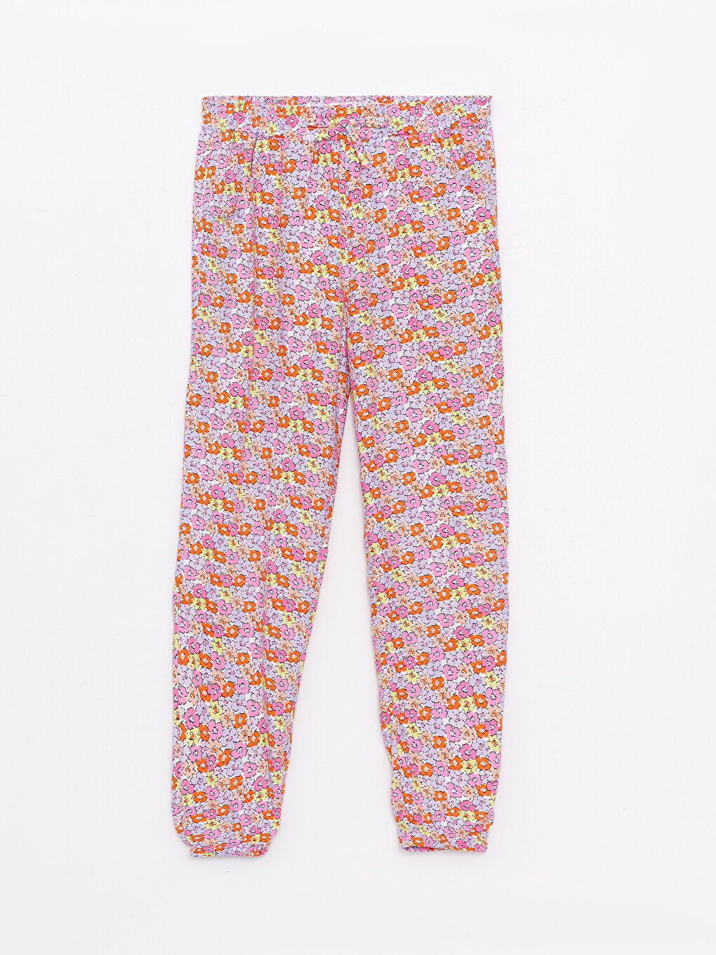 Patterned Girls' Trousers with Elastic Waist