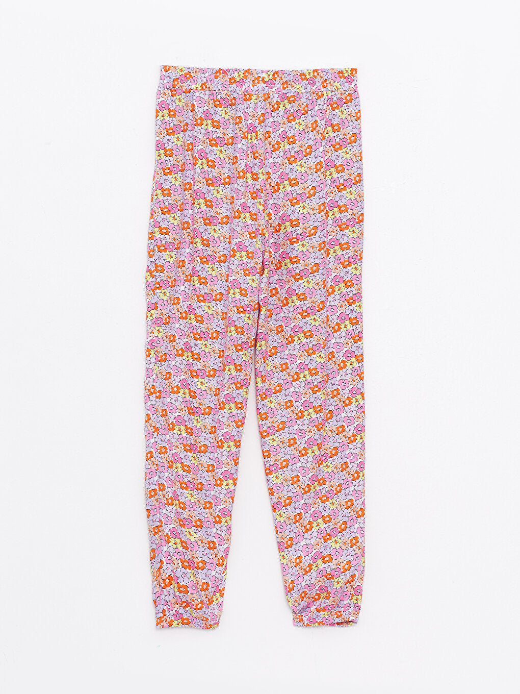 Patterned Girls' Trousers with Elastic Waist