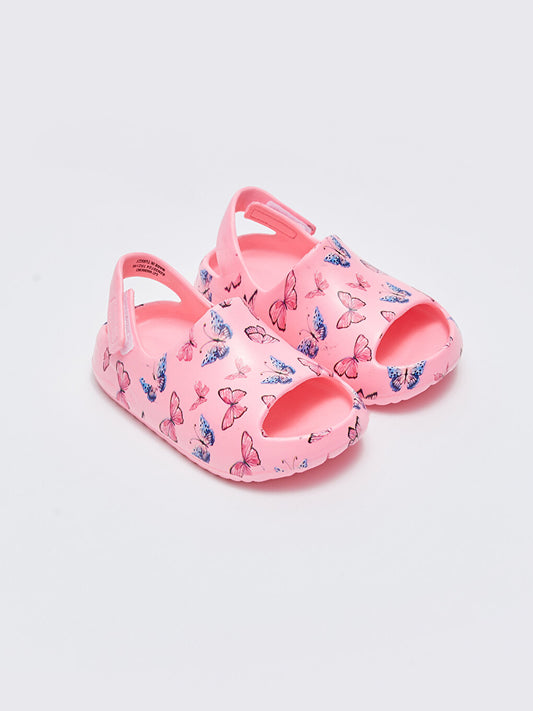 Butterfly Printed Velcro Girls Sandals