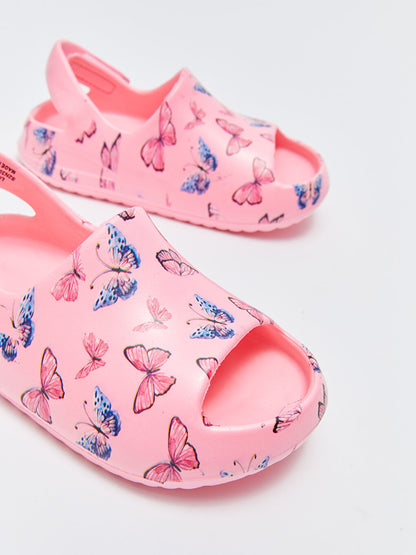 Butterfly Printed Velcro Girls Sandals