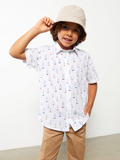 Patterned Short Sleeve Boy's Shirt