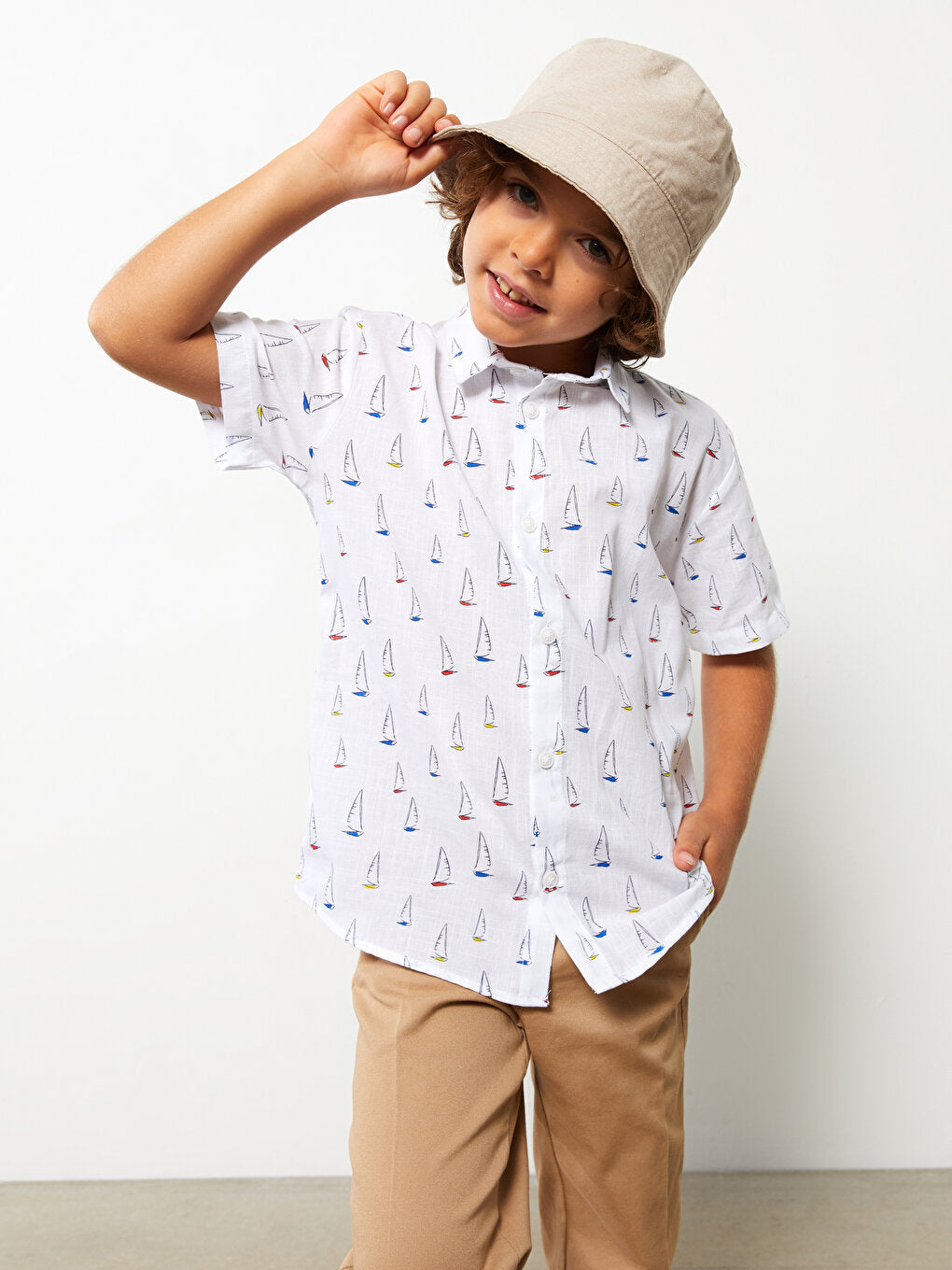 Patterned Short Sleeve Boy's Shirt